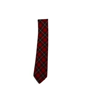 Vintage Botany Brand Tie Red Tartan Plaid 100% Wool Classic Necktie Menswear